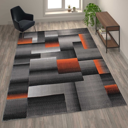 Flash Furniture Orange 8' x 10' Modern Color Blocked Area Rug ACD-RGTRZ861-810-OR-GG